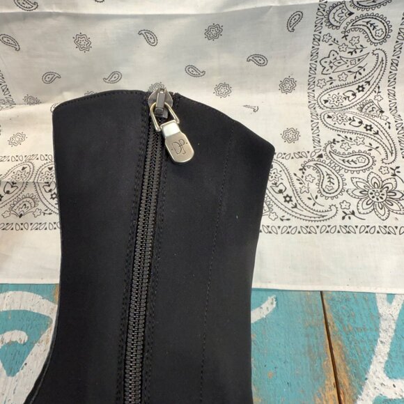 DONALD J. PLINER Black Leather & Textile Detail Mid-Calf/Ankle Boots Womans 8.5M - Picture 8 of 12